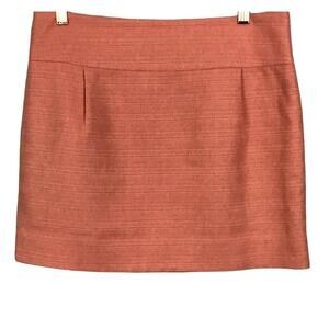 J CREW Drop Waist Straight Mini Skirt Tailored Coral Peach Pink Tropical sz 6
